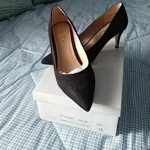 Black suede heels
